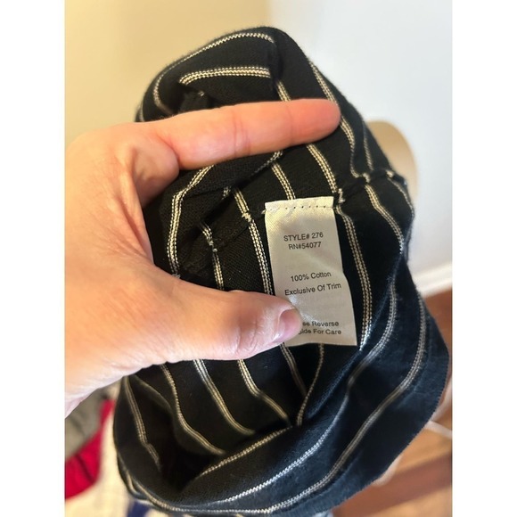 CAbi black and cream striped cardigan with ruffle Sz Medium 100% cotton - Picture 6 of 6